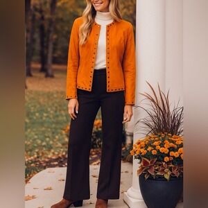 Trenz by Theresa Renz Orange Open Front Blazer Jacket